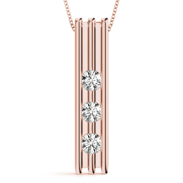 18K Rose Gold 1/2 ct tw Three Stone Diamond Pendant