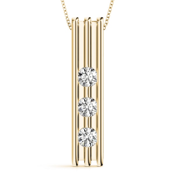 14K Yellow Gold 1/2 ct tw Three Stone Diamond Pendant