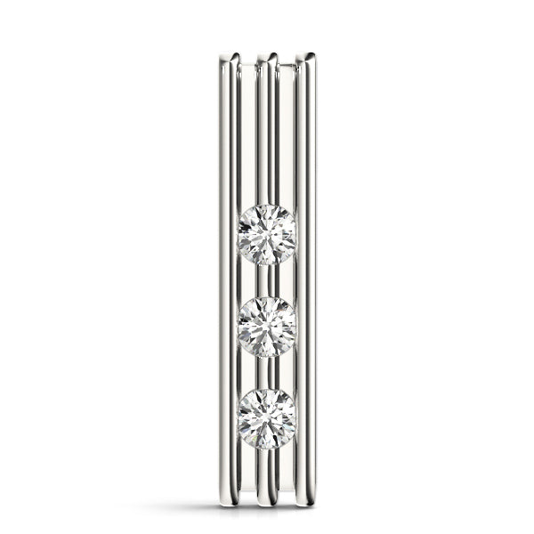 14K White Gold 0.51ctw Diamond Three Stone Pendant