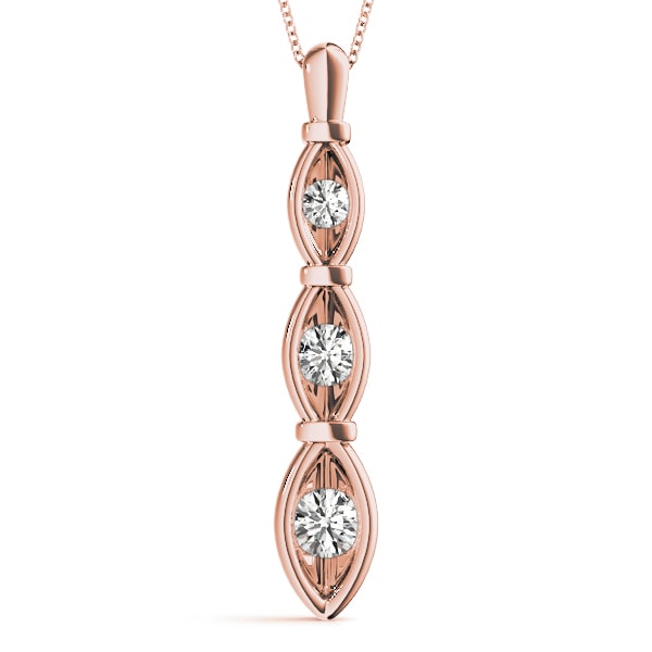 14K Rose Gold 1/2 ct tw Three Stone Diamond Pendant