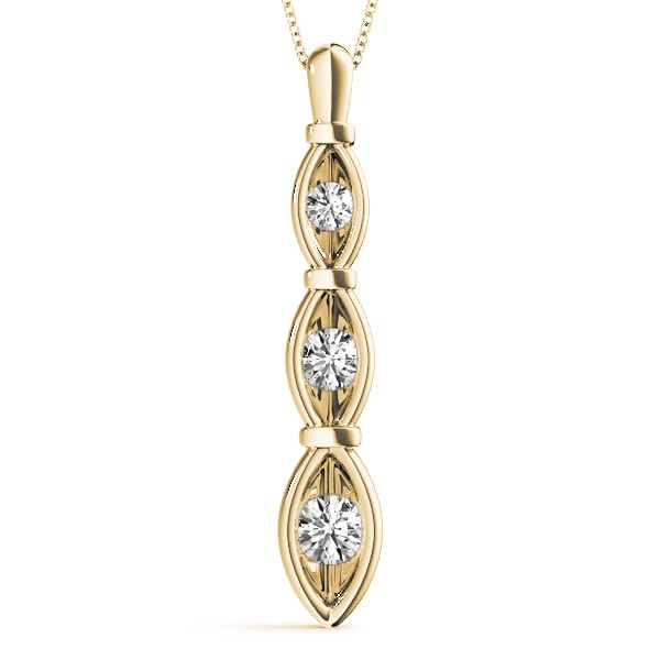 18K Yellow Gold 1/2 ct tw Three Stone Diamond Pendant