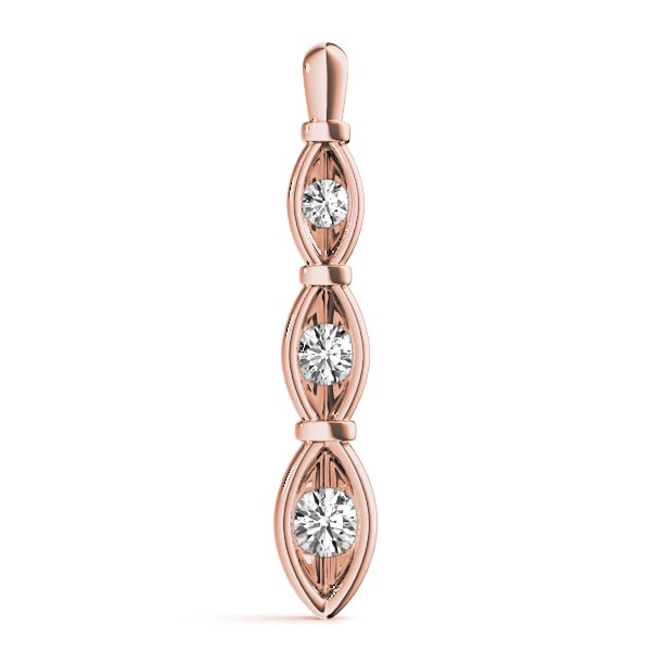 18K Rose Gold 1/2 ct tw Three Stone Diamond Pendant