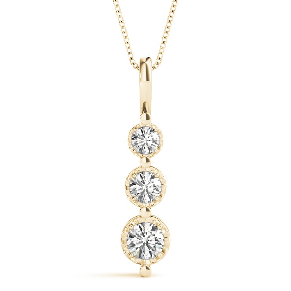 14K Yellow Gold 1/2 ct tw Three Stone Diamond Pendant