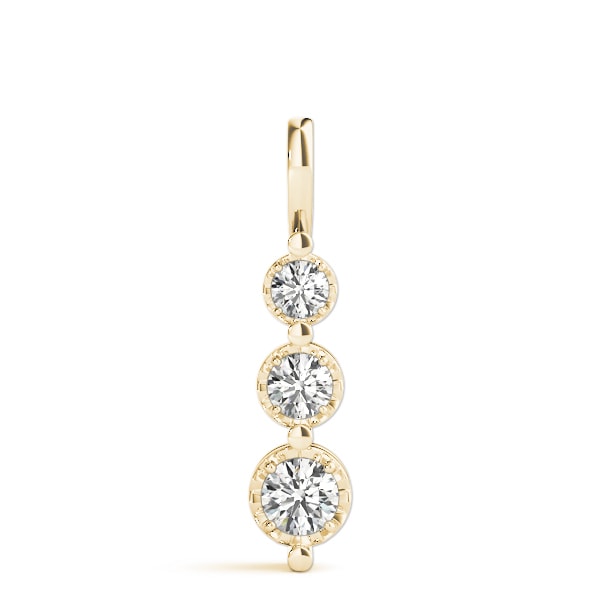 14K Yellow Gold 1/2 ct tw Three Stone Diamond Pendant
