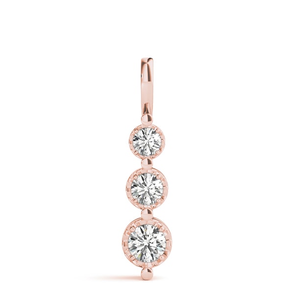 18K Rose Gold 1/2 ct tw Three Stone Diamond Pendant