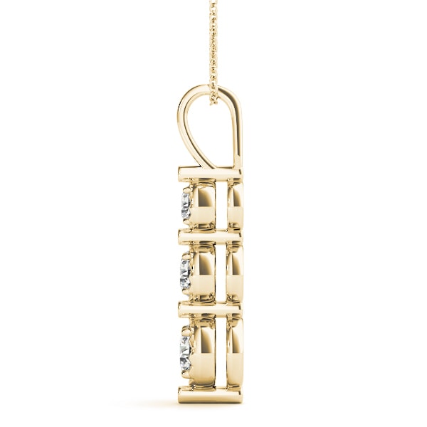 14K Yellow Gold 1/2 ct tw Three Stone Diamond Pendant