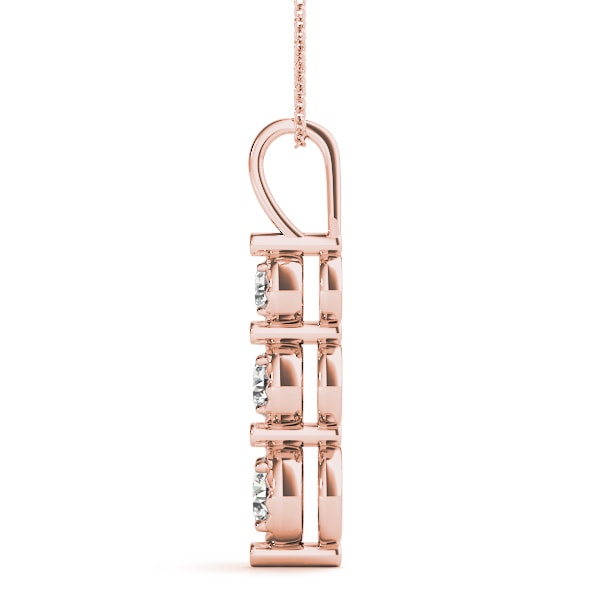 14K Rose Gold 1/2 ct tw Three Stone Diamond Pendant