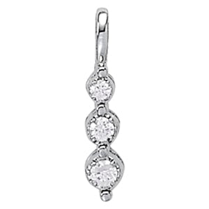 14K White Gold 1/2 ct tw Three Stone Diamond Pendant