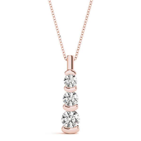 1 ct Rose Gold Round Diamond Three-Stone Pendant