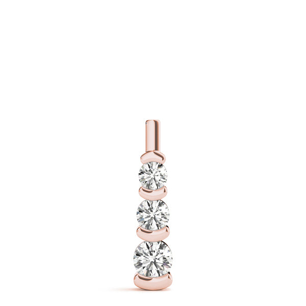 1 ct Rose Gold Round Diamond Three-Stone Pendant