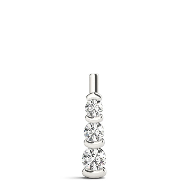 18K White Gold 1 ct Diamond Three-Stone Pendant
