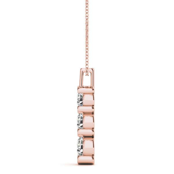 14K Rose Gold 1 ct tw Three Stone Diamond Pendant