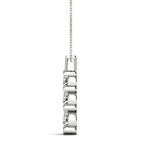 Platinum White Diamond Three Stone Pendant
