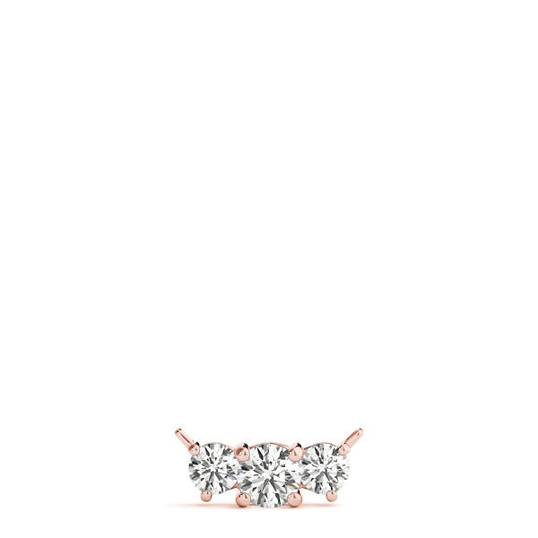 18K Rose Gold Round Diamond Three-Stone Pendant