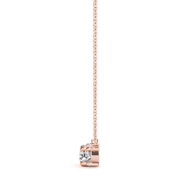 18K Rose Gold Round Diamond Three-Stone Pendant