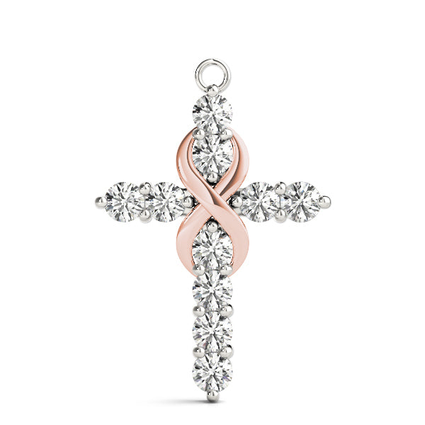 Rose Gold 1 CT Diamond Cross Pendant Necklace