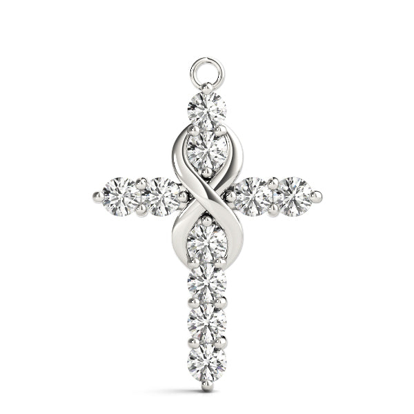18K White Gold Diamond Cross Pendant