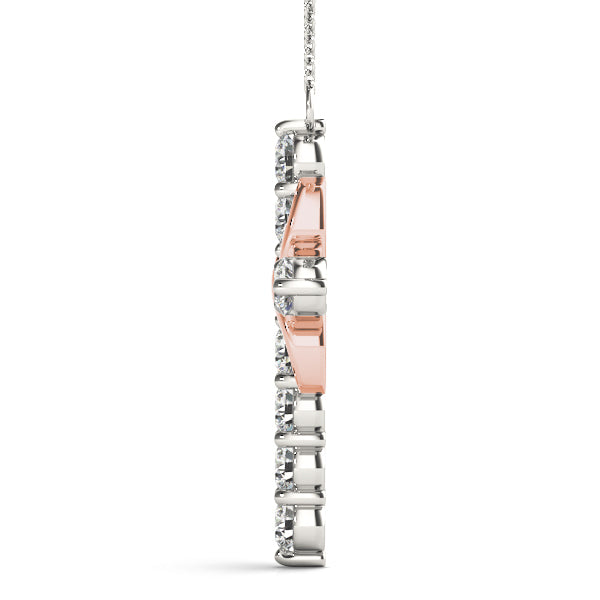 Rose Gold 1 CT Diamond Cross Pendant Necklace