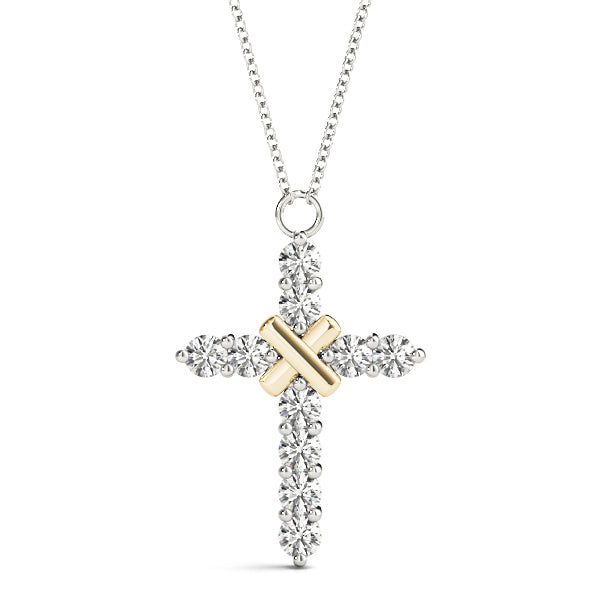 18K Yellow Gold 1 ct Diamond Cross Pendant