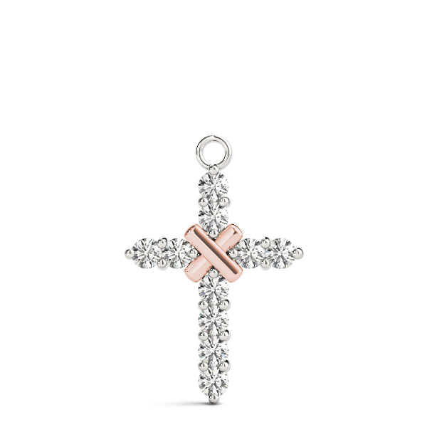 18K Rose Gold 1 ct Diamond Cross Pendant