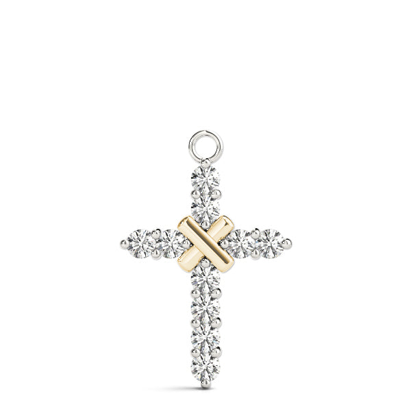 18K Yellow Gold 1 ct Diamond Cross Pendant