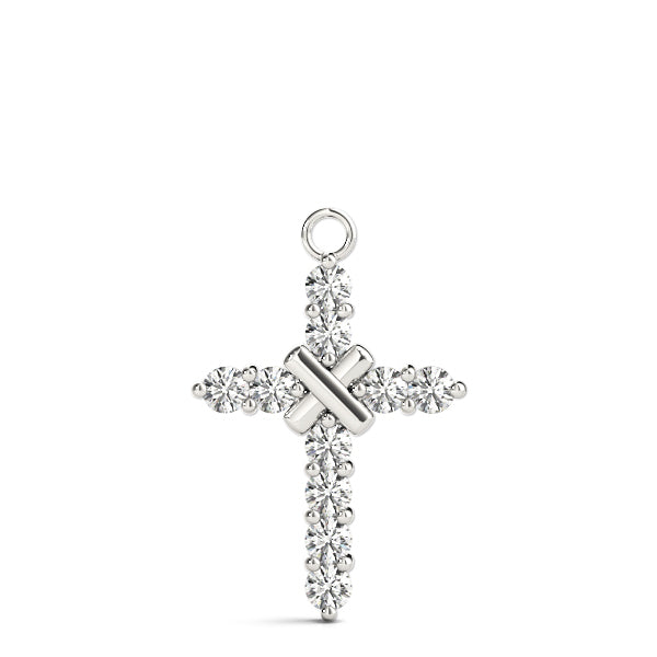 1 CT Diamond 18K White Gold Cross Pendant