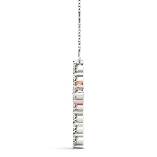 14K Rose Gold Diamond Cross Pendant