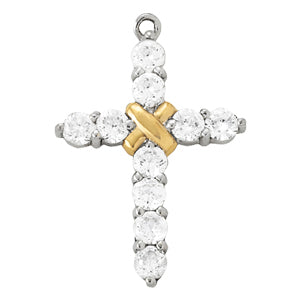 1 CT Diamond 18K White Gold Cross Pendant