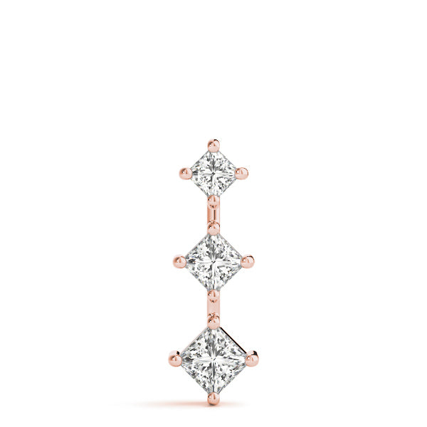 18K Rose Gold Square Diamond 3-Stone Pendant