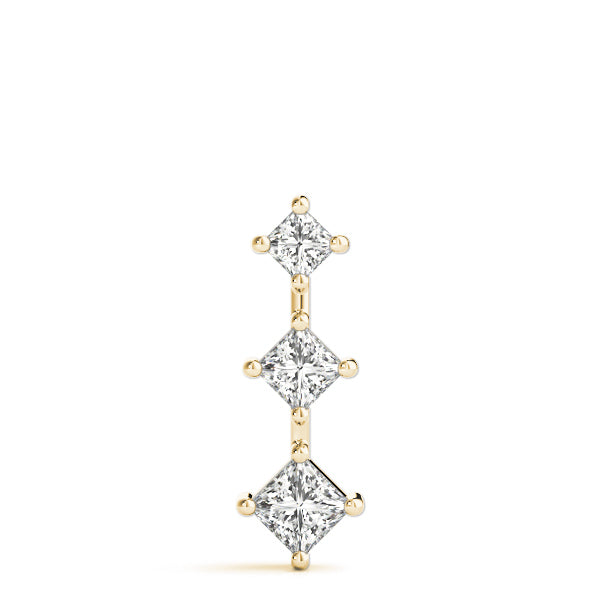 18K Yellow Gold Square Diamond Three-Stone Pendant