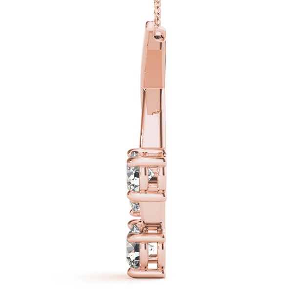 14K Rose Gold 1 ct tw Three Stone Diamond Pendant