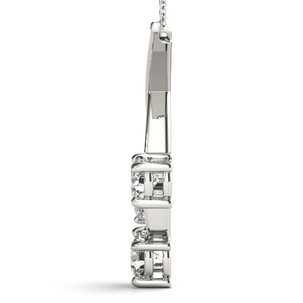 Platinum 1 ct Round Diamond Three Stone Pendant
