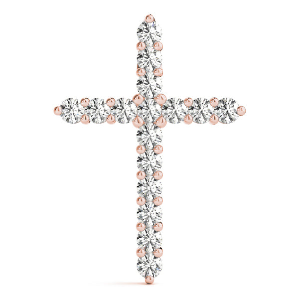 18K Rose Gold Diamond Cross Pendant