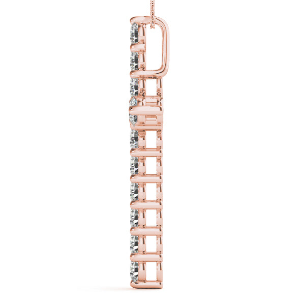 18K Rose Gold Diamond Cross Pendant