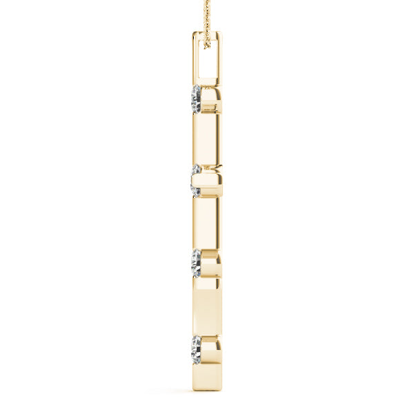 18K Yellow Gold Round Diamond Fashion Pendant