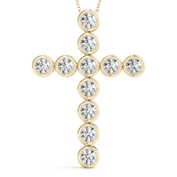 18K Yellow Gold Diamond Cross Pendant