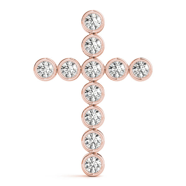 Rose Gold 1 CT Diamond Cross Pendant Necklace