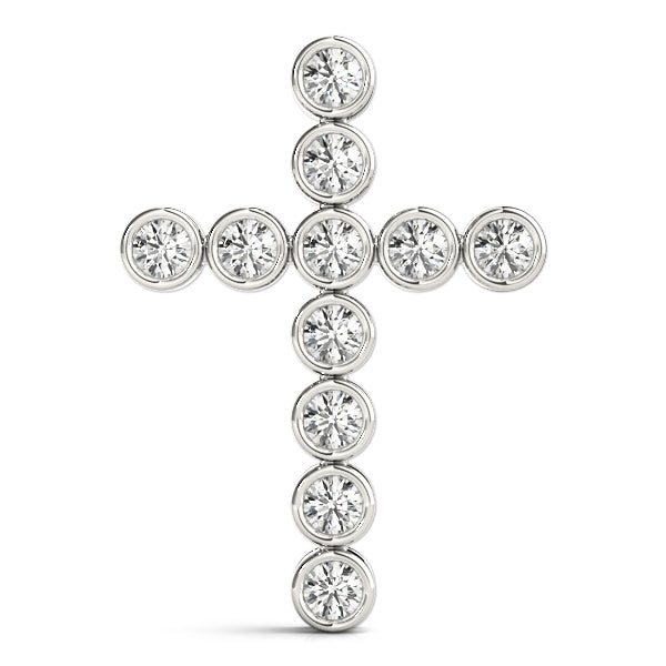 14K White Gold 1 CT Diamond Cross Pendant