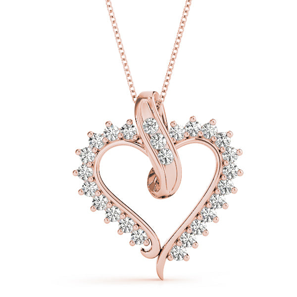 14K Rose Gold Round Diamond Fashion Pendant