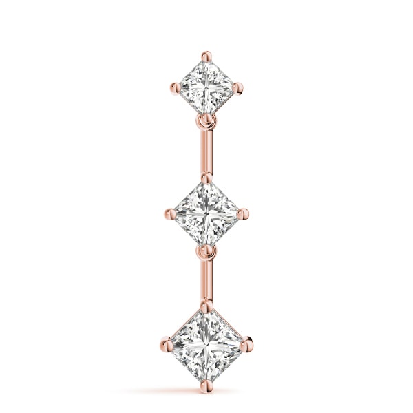 14K Rose Gold 1 ct tw Three Stone Diamond Pendant