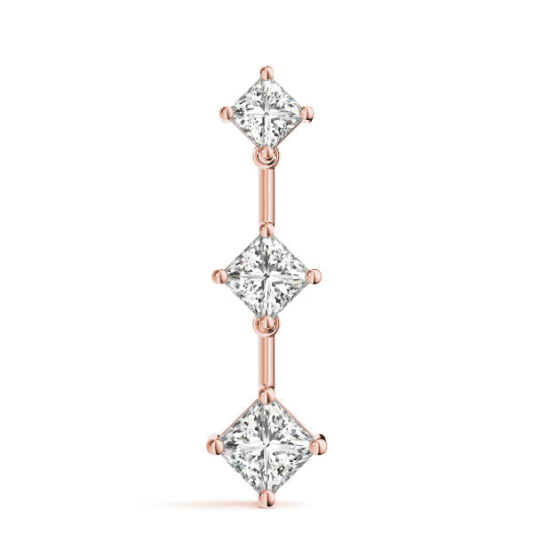 18K Rose Gold 1 ct Diamond Three-Stone Pendant