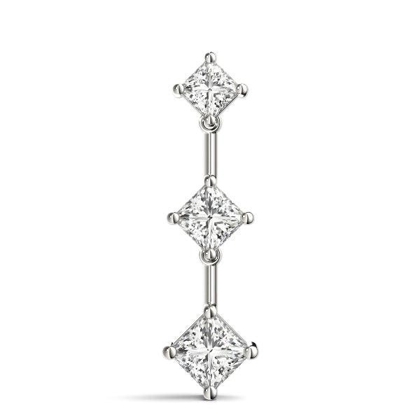 14K White Gold Square Diamond Three-Stone Pendant