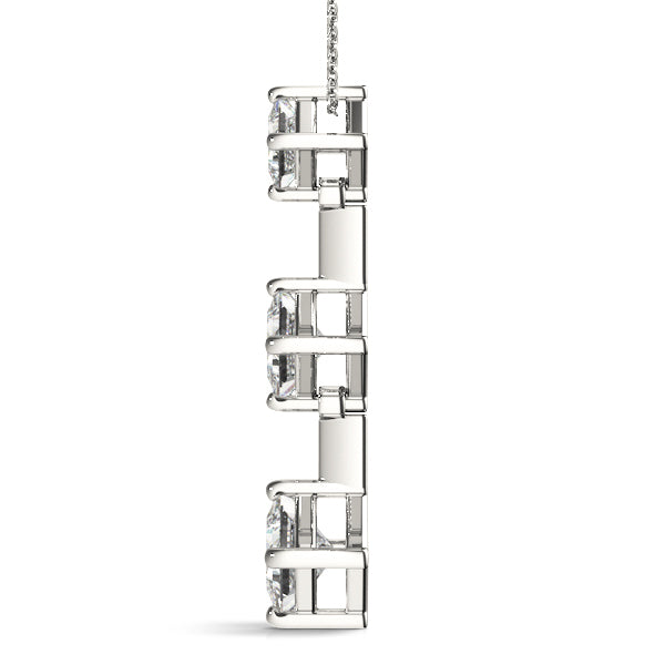 14K White Gold Square Diamond Three-Stone Pendant