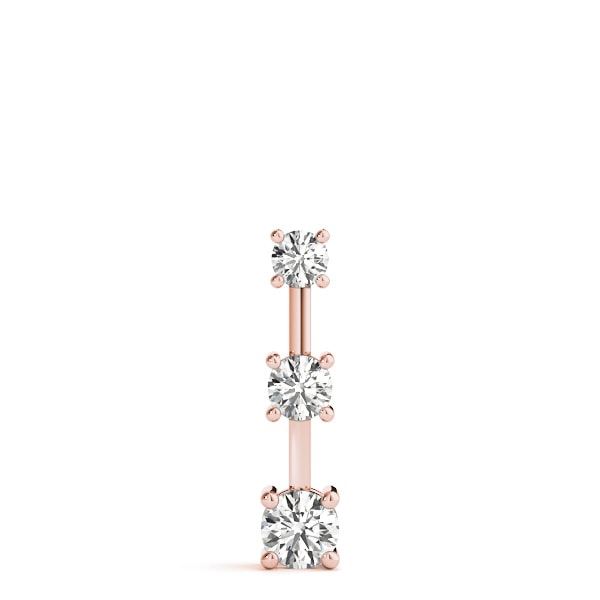 14K Rose Gold 1 ct tw Three Stone Diamond Pendant