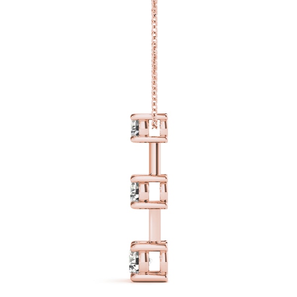 14K Rose Gold 1 ct tw Three Stone Diamond Pendant