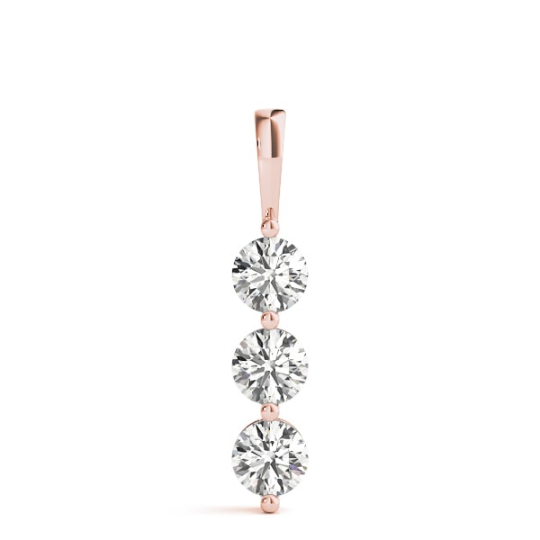 14K Rose Gold 1 ct tw Three Stone Diamond Pendant