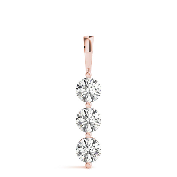 18K Rose Gold 1 ct Three Stone Diamond Pendant