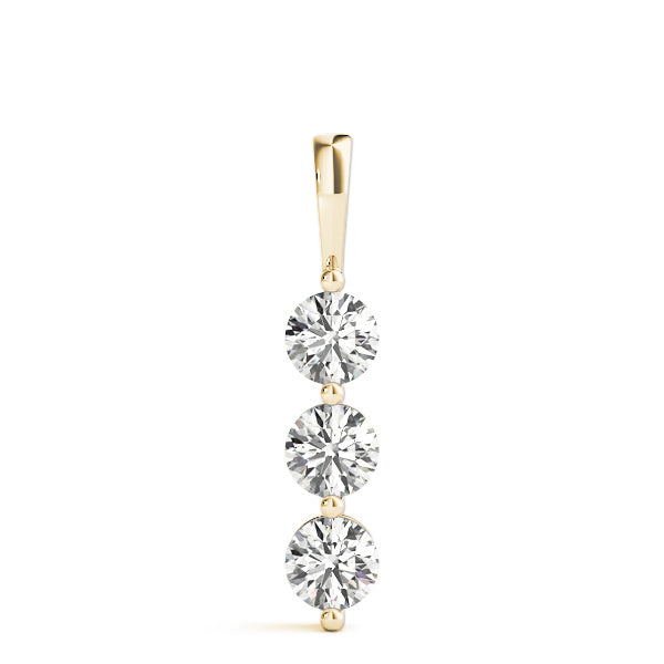18K Yellow Gold 1 CT Diamond 3-Stone Pendant