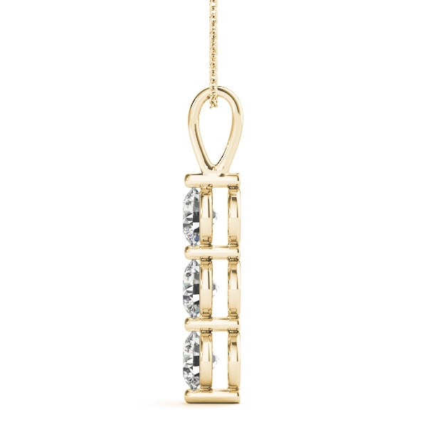 14K Yellow Gold 1 ct tw Three Stone Diamond Pendant