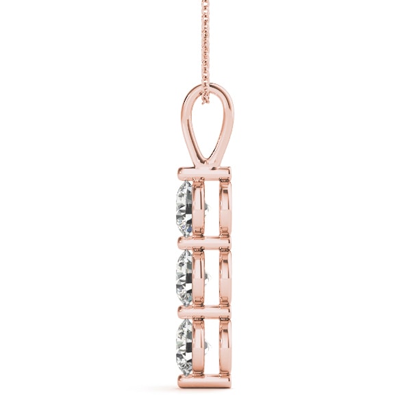 14K Rose Gold 1 ct tw Three Stone Diamond Pendant